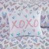 Shimmering Metallic Hearts Comforter Set AND Decorative Pillows (Kristie-Multi-Comf)