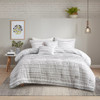 5pc Grey & White Cotton Woven Jacquard Comforter Set AND Decorative Pillows (Avery-grey-Comf)