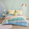 Rainbow Colorful Sunburst Reversible Cotton Comforter AND Decorative Pillows (Rory-Yellow-Comf)