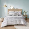 Grey & White Woven Striped Cotton Comforter Set AND Decorative Pillows (Hayes-Grey-comf)