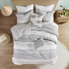 Grey & White Woven Striped Cotton Comforter Set AND Decorative Pillows (Hayes-Grey-comf)