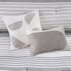 Grey & White Woven Striped Cotton Comforter Set AND Decorative Pillows (Hayes-Grey-comf)