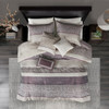 7pc Purple & Grey Woven Jacquard Comforter Set AND Decorative Pillows (Rhapsody-Purple)