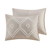 5pc Taupe & White Geometric Textured Comforter Set AND Decorative Pillows (Teague-Taupe)