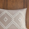 5pc Taupe & White Geometric Textured Comforter Set AND Decorative Pillows (Teague-Taupe)