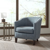 Slate Blue Barrel Arm Chair Select Hardwood w/Silver Nail Heads