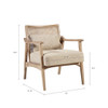 Light Brown Upholstered Seat Accent Chair Solid Wood Frame (086569031129)