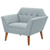  Light Blue Upholstered Lounge Chair Mid Century Styling Solid Wood (086569082084)