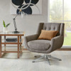 Brown Upholstered Swivel Lounge Chair Star Based Hardwood (086569030207)