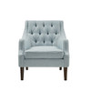 Dusty Blue Button Tufted Accent Chair Solid Wood Legs & Frame (086569244222)