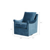 Blue Swivel Upholstered Chair w/Solid Wood Frame Black Metal Swivel (675716920180)