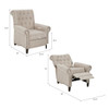 Cream Color Push Back Recliner Solid Wood Frame & Legs (086569981394)