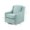 Dusty Aqua Swivel Chair Solid Wood Frame w/Black Metal Base, (086569082176)