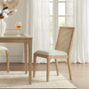 Set of 2 Natural Color Dining Chairs Solid Wood Frame (086569412591)