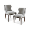 Set of 2 Grey Upholstered Dining Chairs w/ Solid Wood Legs (086569918154)