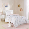 Girls Pink & Grey Stars & Moons Metallic Comforter Set AND Decorative Pillow (Celia-Blush/Gold)