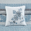 6pc Blue & White Geo Floral Reversible Quilted Coverlet AND Decorative Pillows (Willa-Blue-Cov)