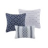 7pc Navy Blue & Silver Geometric Comforter Set AND Decorative Pillows (Bennett-Navy)