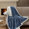 Blue Oversized Textured Plush Throw Ultra Soft Plush Fabric 60x70"