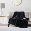Black Shaggy Faux Fur Heated Throw Rich Textural Touch 50x60" (086569519450)