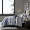 7pc Navy Blue Woven Jacquard Comforter Set AND Decorative Pillows (Rhapsody-Navy)