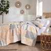 3pc Blush Pink & Grey Patchwork Cotton Coverlet AND Decorative Shams (Ani-Blush/Grey-cov)