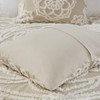3pc Taupe Cotton Chenille Medallion Coverlet AND Decorative Shams (Laetitia Fringed-Taupe-cov)
