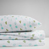 Green & White Cactus Warm Cotton Flannel Sheet Set (Cozy Soft Cotton-Green Cactus-Sheets)