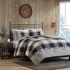 3pc Black & Brown Plaid Cotton Comforter AND Decorative Shams (Hudson-Brown)