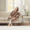 Brown Oversized Heated Faux Fur Wrap w/Built-in Controller - 50x64" (Zuri Faux Fur Heated Wrap-Brown)