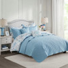 8pc Blue & White Floral Comforter AND Coverlet Set w/Decorative Pillows (Pema 8 Piece -Blue-Comf)