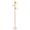 White Glass Shade & Gold Finish Floor Lamp w/Marble Base (Holloway Floor Lamp)