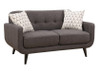 Charcoal Mid-Century Polyester Fabric Love Seat