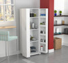 White Finish Wood Storage Cabinet with Two Doors