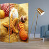 1" x 48" x 72" Multi Color Wood Canvas Sea Shell  Screen