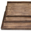 19" x 12" Brown Wood  Tray Set