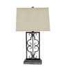 5.5" x 9.25" x 28.75" Gray Industrial With Stacked Metal Pedestal - Table Lamp