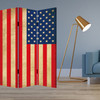1" x 48" x 72" Multi Color Wood Canvas American Flag  Screen