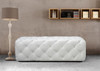 54" White Eco Leather Tufted Ottoman or Bench