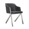 Two 29" Grey Leatherette and Steel Dining Chairs