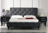 48" Black Leatherette and MDF Queen Bed with Crystals