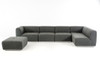 Gray Modular 5 Piece Sectional with Ottoman