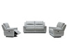 39" Grey Leatherette  Foam  Steel  and Wood Sofa Set