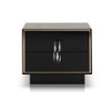 21" Black MDF and Steel Nightstand with Two Drawers