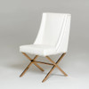 37" White Leatherette and Rosegold Steel Dining Chair