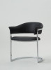 30" Black Leatherette and Stainless Steel Dining Chair