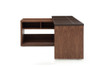 29" Walnut and Brown Veneer L Shaped Desk with a Leather Top