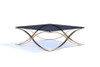 14" Smoked Glass and Rosegold Stainless Steel Coffee Table
