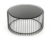 19" Black Metal and Glass Round Coffee Table