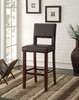 Black Faux Leather And Espresso Wooden Bar Chair